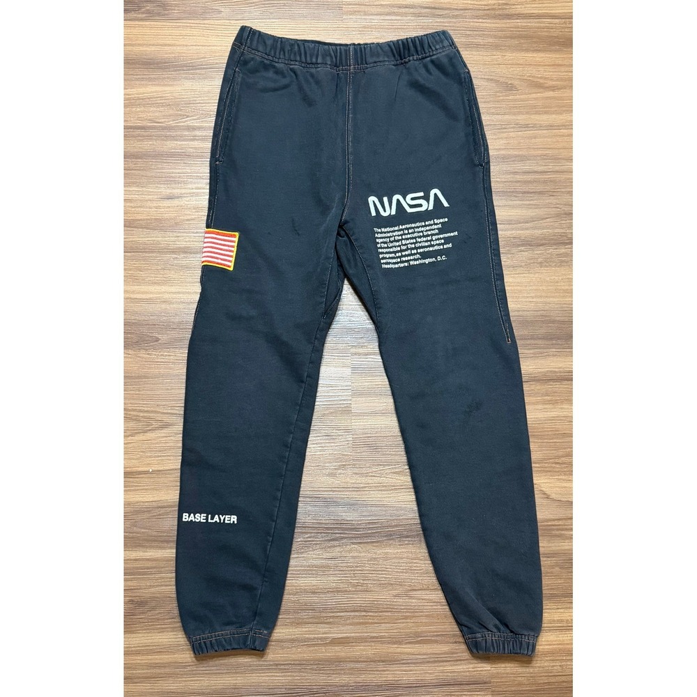 Heron Preston X NASA Sweatpants Mens Black Joggers Streetwear Base Layer Pants